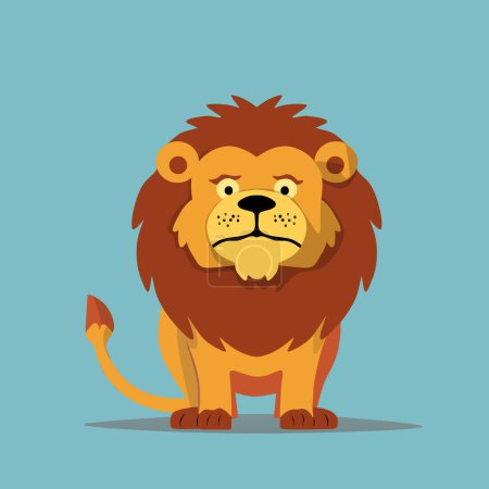Ilustración de Ilustración vectorial animada de un animal león sobre un fondo azul - Imagen libre de derechos