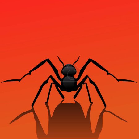 Téléchargez les illustrations : Logo vecteur animal fourmi noire sur fond rouge orange - en licence libre de droit