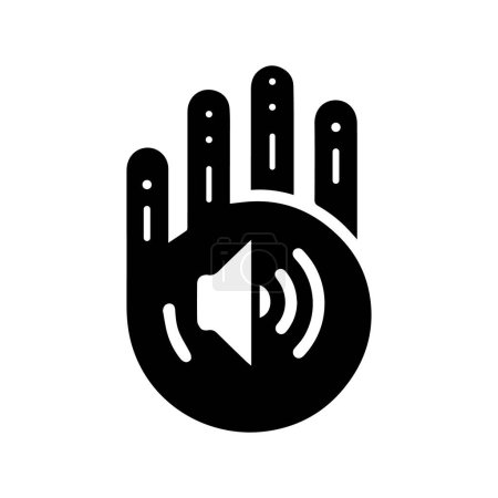 Illustration for A silhouette black and white a hand holding a megaphone speaker and used for advertising purposes - Royalty Free Image