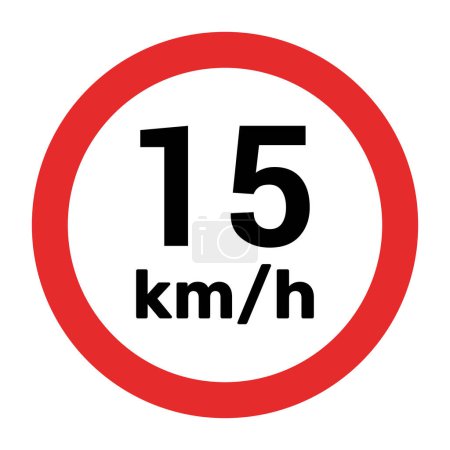 Illustration for Speed limit sign 15 km h icon vector illustration - Royalty Free Image