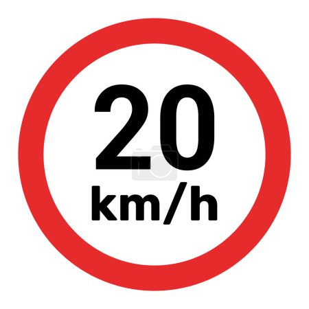 Illustration for Speed limit sign 20 km h icon vector illustration - Royalty Free Image