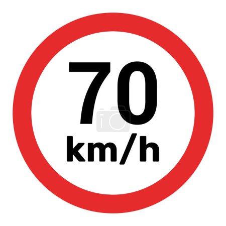 Illustration for Speed limit sign 70 km h icon vector illustration - Royalty Free Image