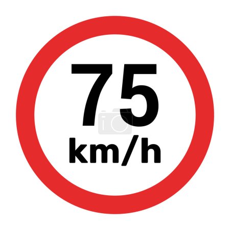 Illustration for Speed limit sign 75 km h icon vector illustration - Royalty Free Image