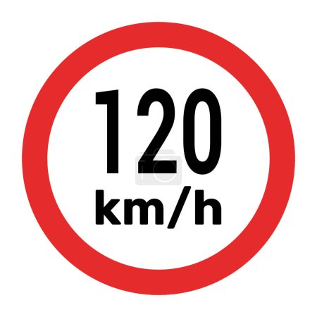 Illustration for Speed limit sign 120 km h icon vector illustration - Royalty Free Image