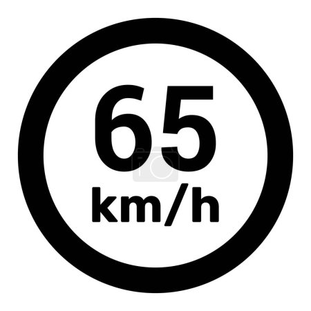 Illustration for Speed limit sign 65 km h icon vector illustration - Royalty Free Image