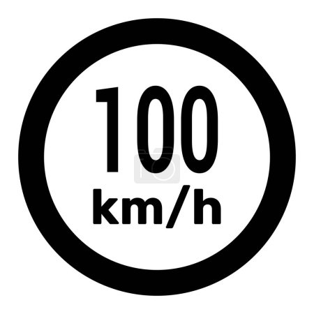 Illustration for Speed limit sign 100 km h icon vector illustration - Royalty Free Image