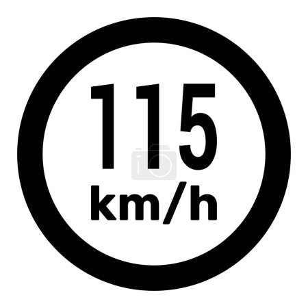 Illustration for Speed limit sign 115 km h icon vector illustration - Royalty Free Image