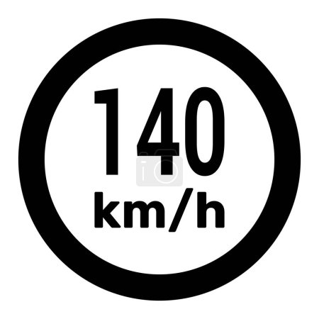 Illustration for Speed limit sign 140 km h icon vector illustration - Royalty Free Image
