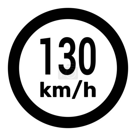 Illustration for Speed limit sign 130 km h icon vector illustration - Royalty Free Image
