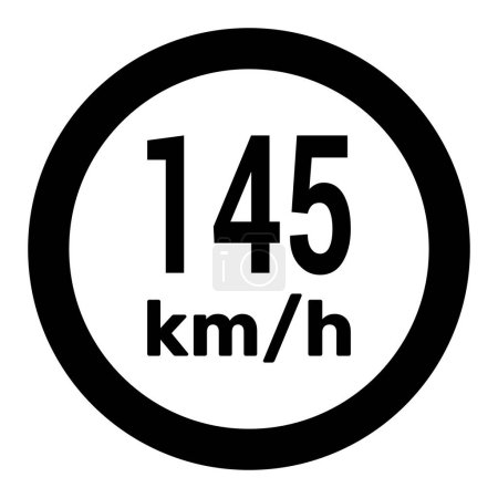 Illustration for Speed limit sign 145 km h icon vector illustration - Royalty Free Image