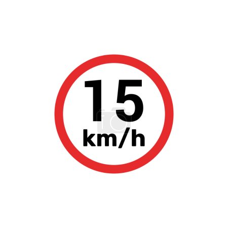 Illustration for Speed limit sign 15 km h icon vector illustration - Royalty Free Image