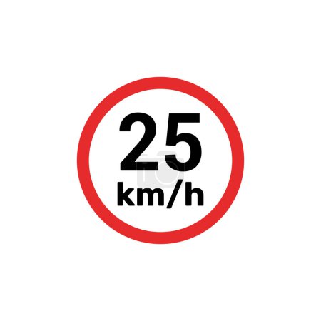 Illustration for Speed limit sign 25 km h icon vector illustration - Royalty Free Image
