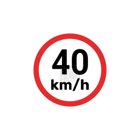 Illustration for Speed limit sign 40 km h icon vector illustration - Royalty Free Image