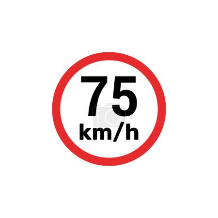 Illustration for Speed limit sign 75 km h icon vector illustration - Royalty Free Image