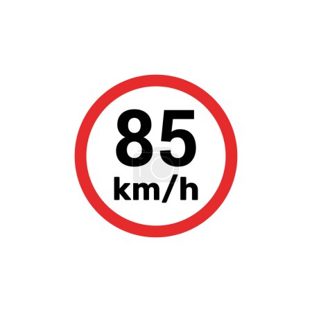 Illustration for Speed limit sign 85 km h icon vector illustration - Royalty Free Image