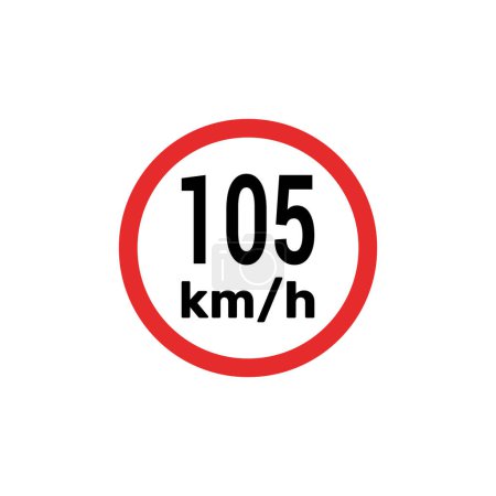 Illustration for Speed limit sign 105 km h icon vector illustration - Royalty Free Image