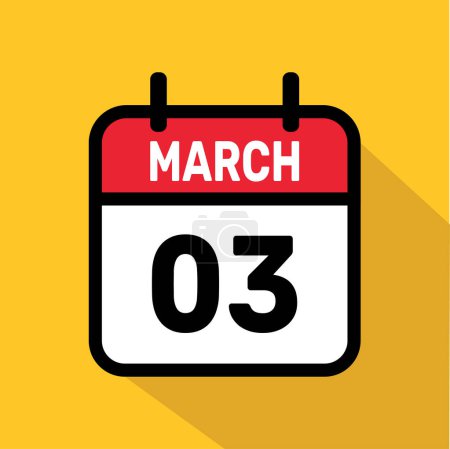 Calendario vectorial 03 marzo ilustración fondo diseño.