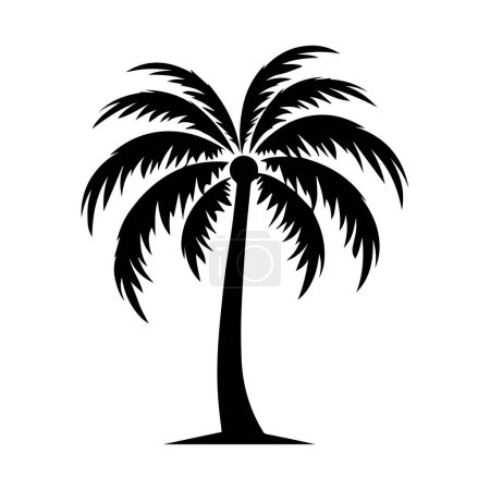 Illustration for Coconut tree icon. Flat style black on white vector illustration. - Royalty Free Image