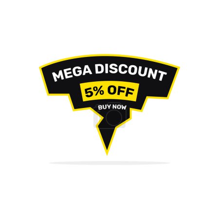 5 percent mega discount sale banner. Special offer price tag. Vector illustration.