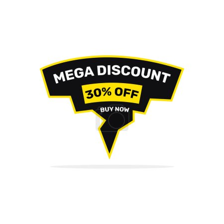 30 percent mega discount sale banner. Special offer price tag. Vector illustration.