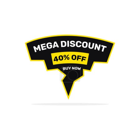 40 percent mega discount sale banner. Special offer price tag. Vector illustration.