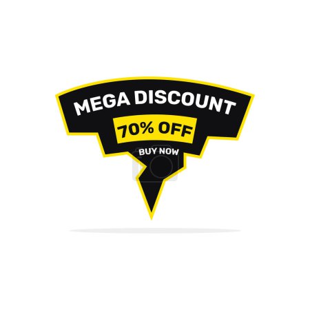70 percent mega discount sale banner. Special offer price tag. Vector illustration.