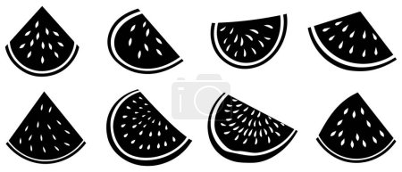 Wassermelone Lebensmittel Symbol schwarz isoliert Vektor auf weißem Hintergrund.