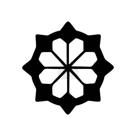 Mandala Outline Ikone und schwarzes Muster Art Design.