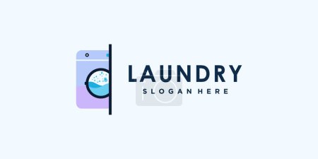 laundry washing machine logo design bundle with unique concept Premium Vector