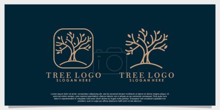 Téléchargez les illustrations : Arbre vie et racines logo design avec modèle - en licence libre de droit