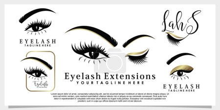 set of eyelash logo design with beauty concept