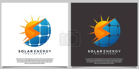 sun solar energy logo design with solar panel tech