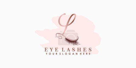 eye lash beauty logo design with letter concept