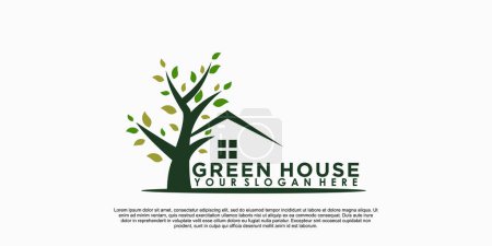 Téléchargez les illustrations : Design logo maison verte avec concept simple - en licence libre de droit