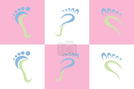 set of Foot  logo design health illustration woman pedicure salon and clinic premium vector