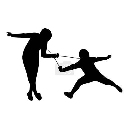 Ilustración de Silueta del movimiento de un jugador de esgrima - Imagen libre de derechos