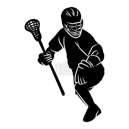 Ilustración de Silueta dibujada a mano de un jugador de lacrosse. activos gráficos en forma de sombras de jugadores de lacrosse que pueden utilizarse para diseños de fondo - Imagen libre de derechos