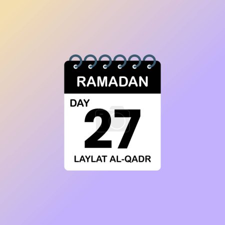 La fête musulmane du mois saint du Ramadan Laylat al-Qadr. Jour 27 Calendrier du Ramadan Illustration vectorielle.