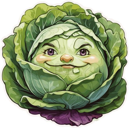 Téléchargez les illustrations : Sticker Clipart de chou, Vecteur de légumes - en licence libre de droit