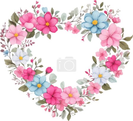 Ilustración de Lindas flores dispuestas en forma de corazón - Imagen libre de derechos