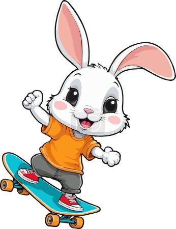 Cute Rabbit playing skateboard clipart