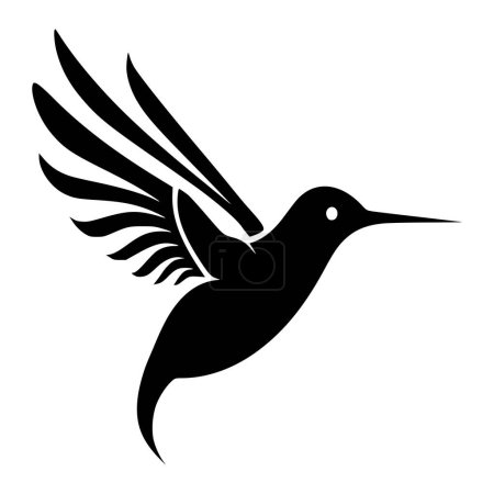 Ilustración de Colibrí animal silueta voladora para mascota o logotipo - Imagen libre de derechos