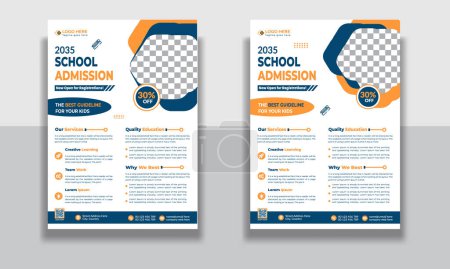 Illustration for Kids Education Flyer Template, Admission flyer template, brochure layout School Admission Open Flyer Design Template Vector Education poster, Kids back to school education flyer template. - Royalty Free Image
