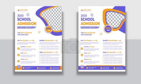 Illustration for Kids Education Flyer Template, Admission flyer template, brochure layout School Admission Open Flyer Design Template Vector Education poster, Kids back to school education flyer template. - Royalty Free Image