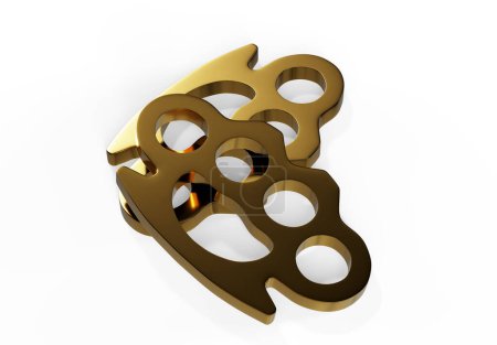 Photo for Brass knuckles on the wooden table, 3D rendering - Royalty Free Image
