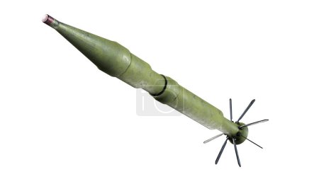 Téléchargez les photos : Missile antichar guidé avec roquettes. rendu 3D isolé sur fond blanc - en image libre de droit