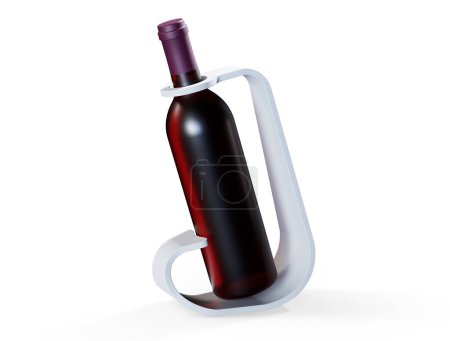 Téléchargez les photos : Bouteilles vierges de vin rouge avec étiquettes rendu 3d - en image libre de droit