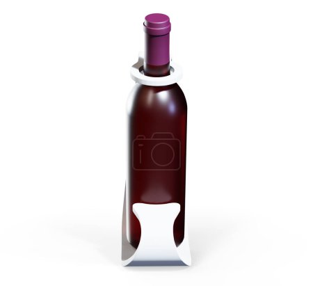 Foto de Botellas en blanco de vino tinto con etiquetas 3d render - Imagen libre de derechos