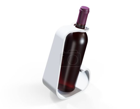Téléchargez les photos : Bouteilles vierges de vin rouge avec étiquettes rendu 3d - en image libre de droit