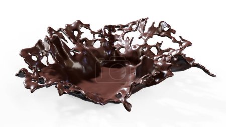 Foto de Salpicadura de chocolate o cacao aislado sobre fondo blanco, 3d render - Imagen libre de derechos